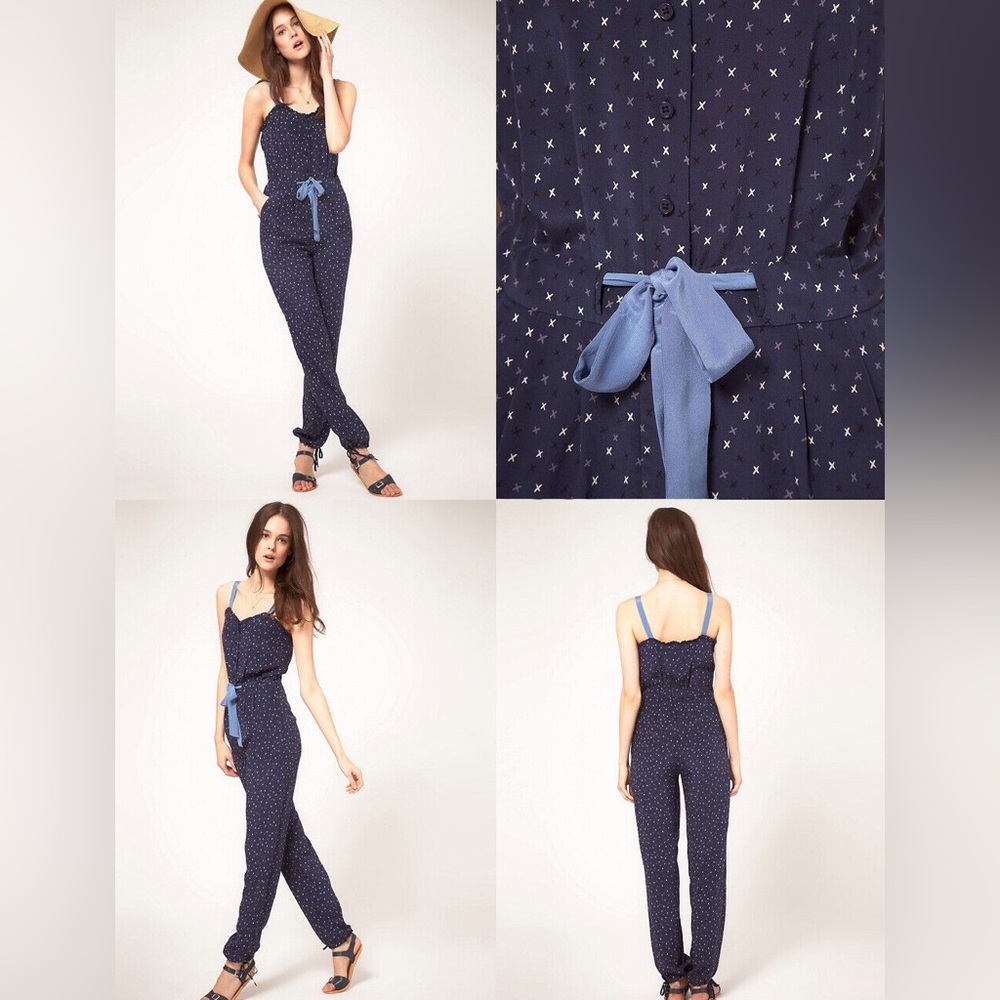 nw3 navy silk jumpsuit
